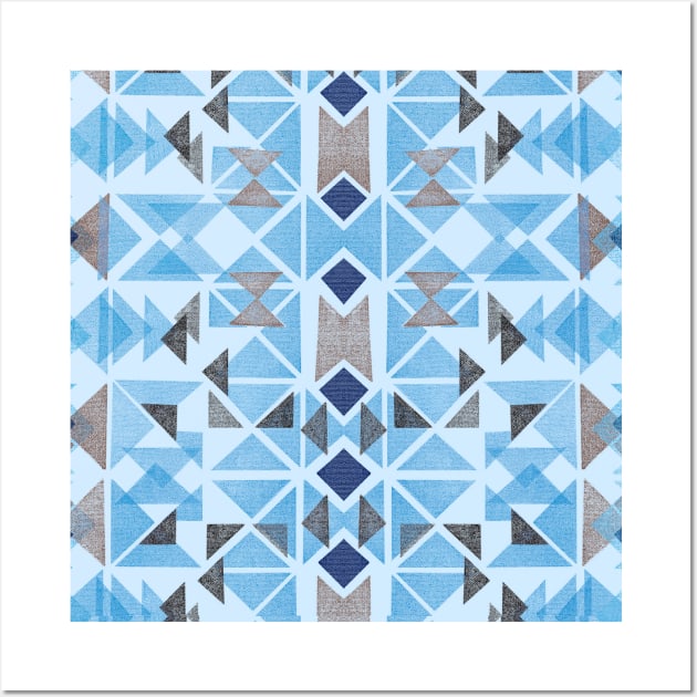 Pocket - Boho Nomadic Tribal Blue Wall Art by ninoladesign